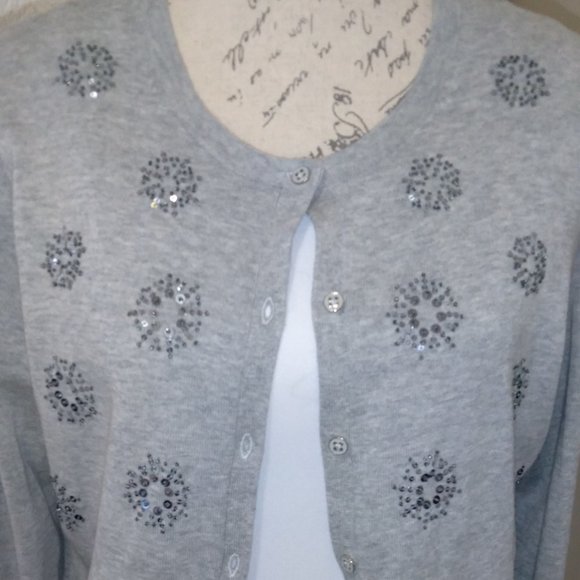 Lands End Sparkly Everyday Cardigan with Quality Details - Picture 1 of 7